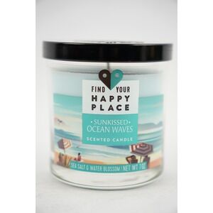 Find Your Happy Place Sunkissed Ocean Waves Scented Candle Water Blossom 7 oz